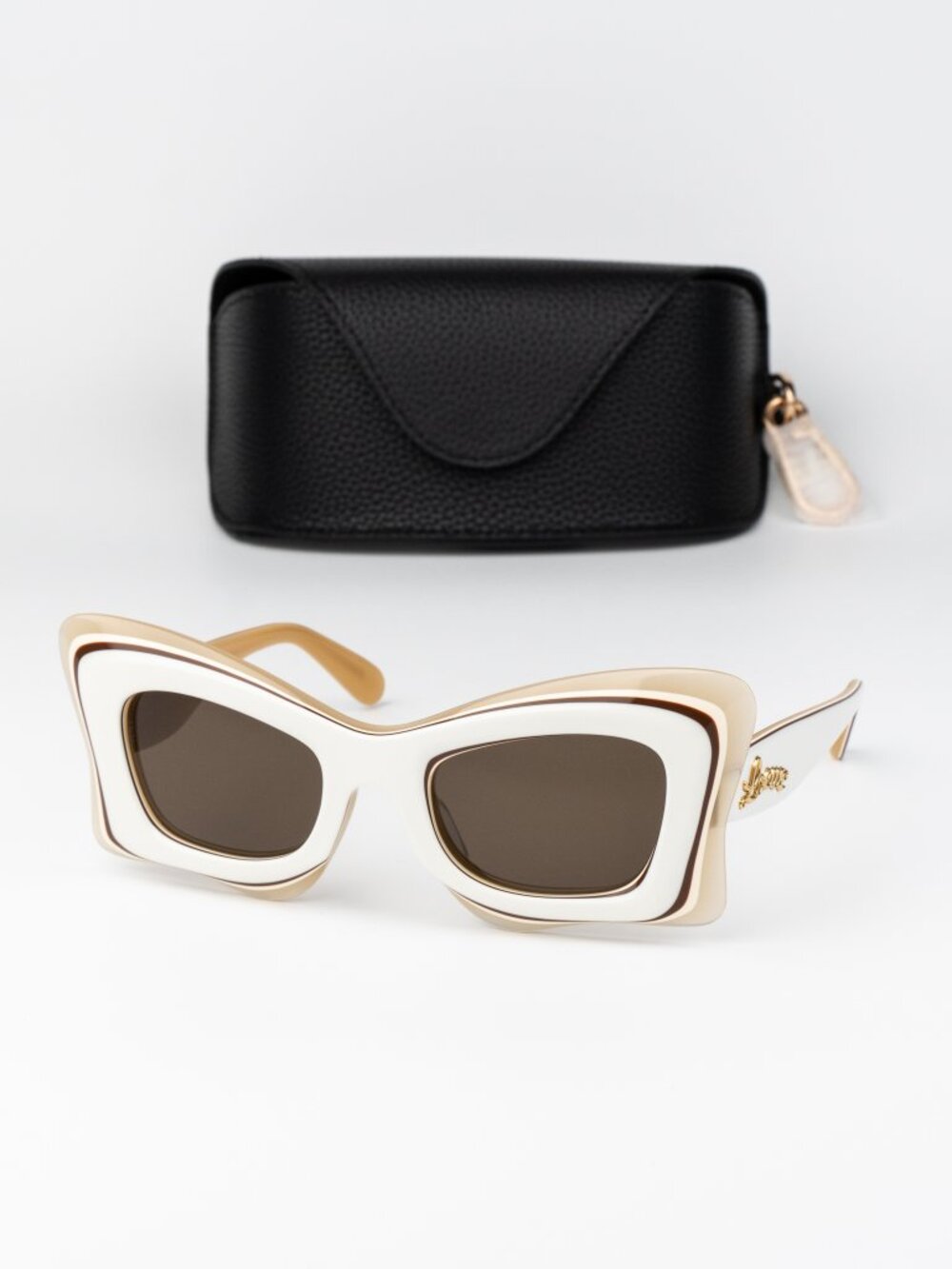 Loewe Women Sunglasses Ivory Brown Mirror Cat Eye LW40140U 25E NEW AUTHENTIC
